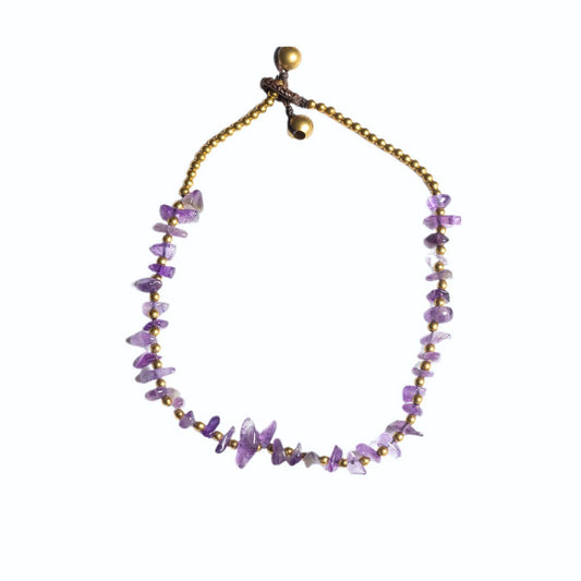 Amethyst Crystal Healing Anklet - Organic