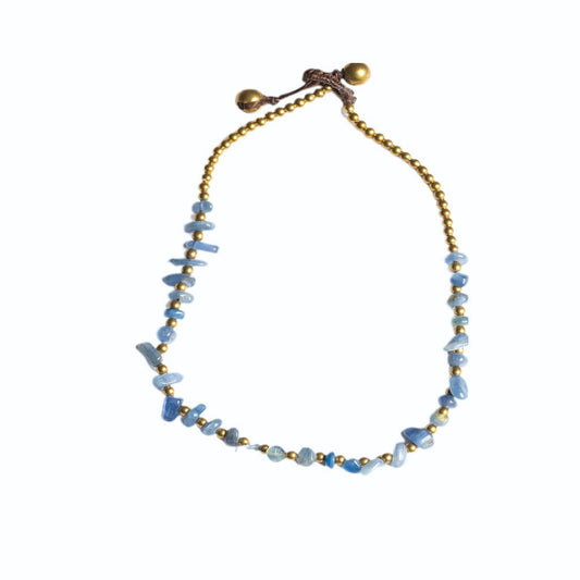 Blue Agate Crystal Healing Anklet - Organic