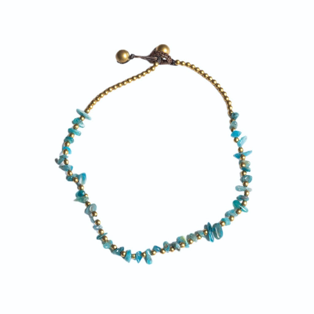 Blue Apatite Crystal Healing Anklet - Organic