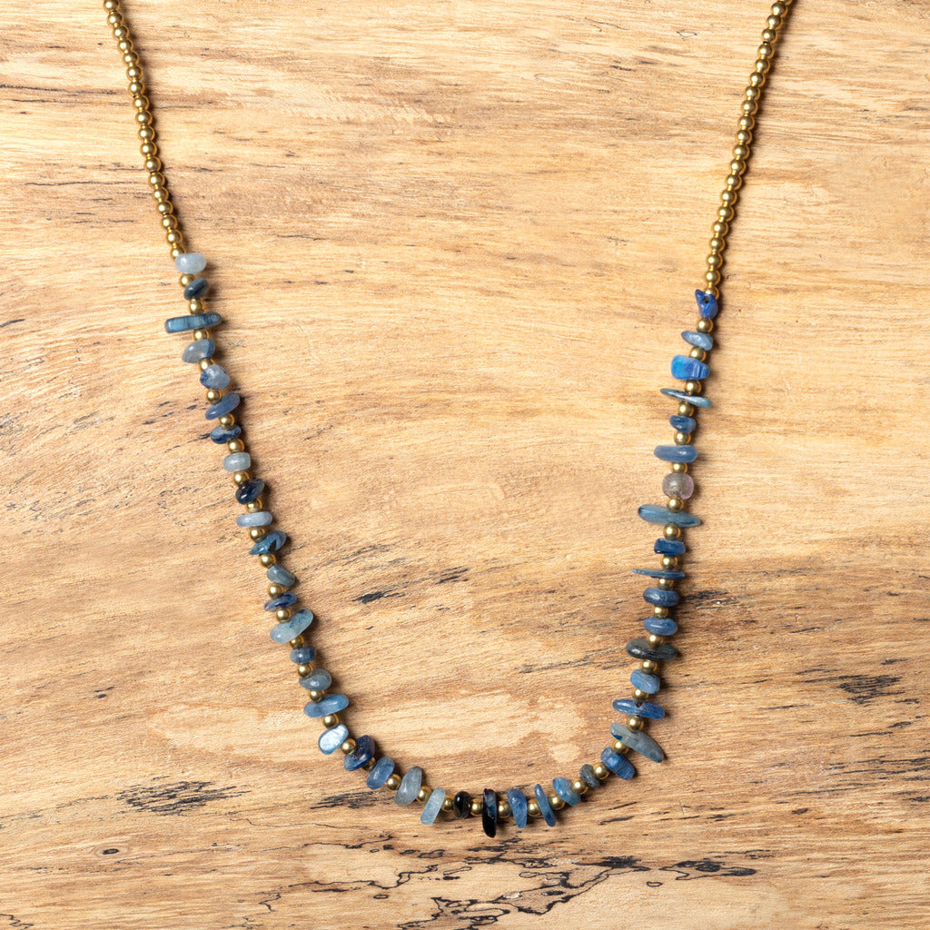 Blue Agate Crystal Healing Necklace - Organic