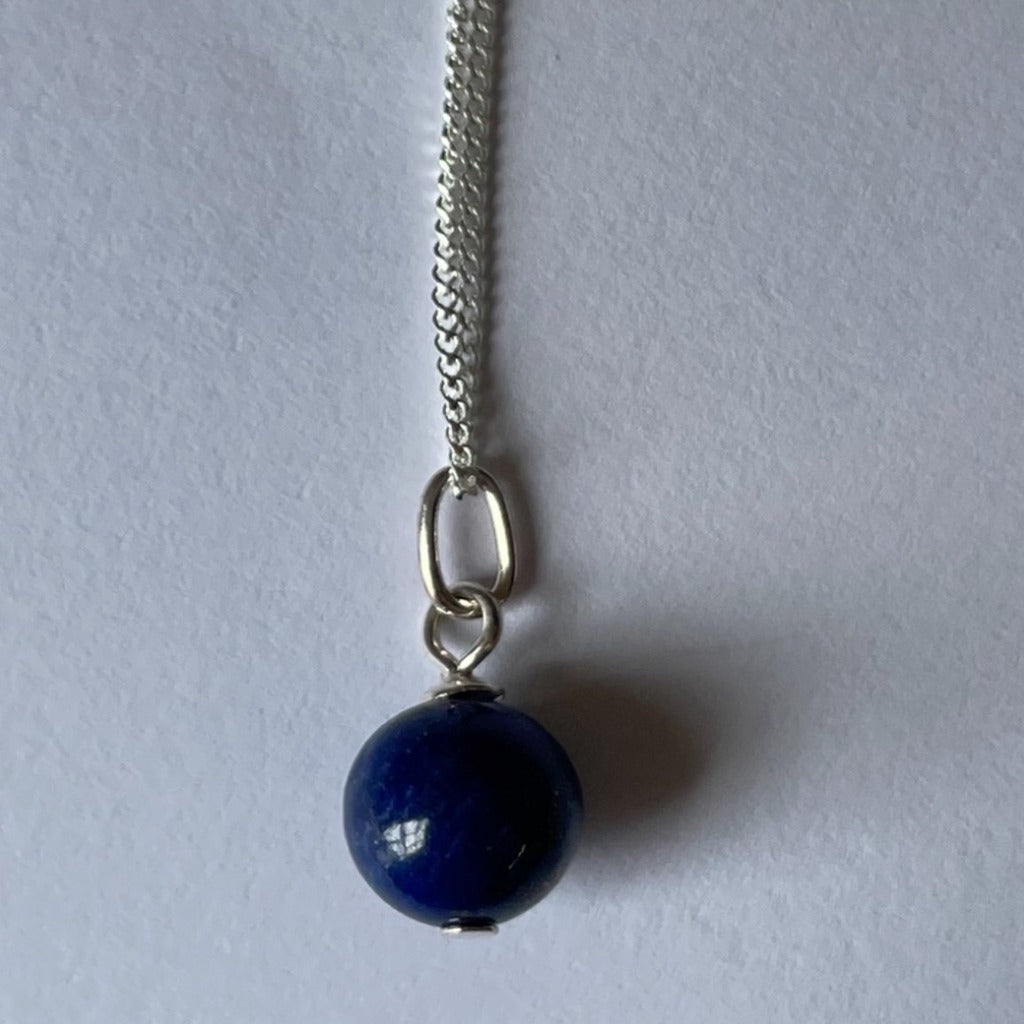 Lapis Ball Pendant on Sterling Silver Chain