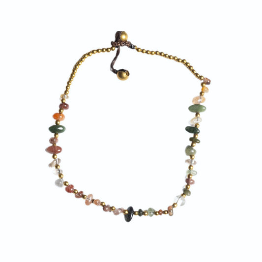 Mixed Jade Crystal Healing Anklet - Organic