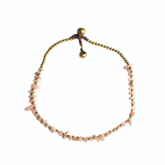 Rhodonite Crystal Healing Anklet - Organic