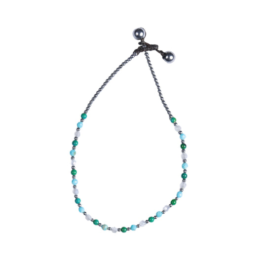 Crystal Healing Anklet - Luck  - Turquoise - Hematite