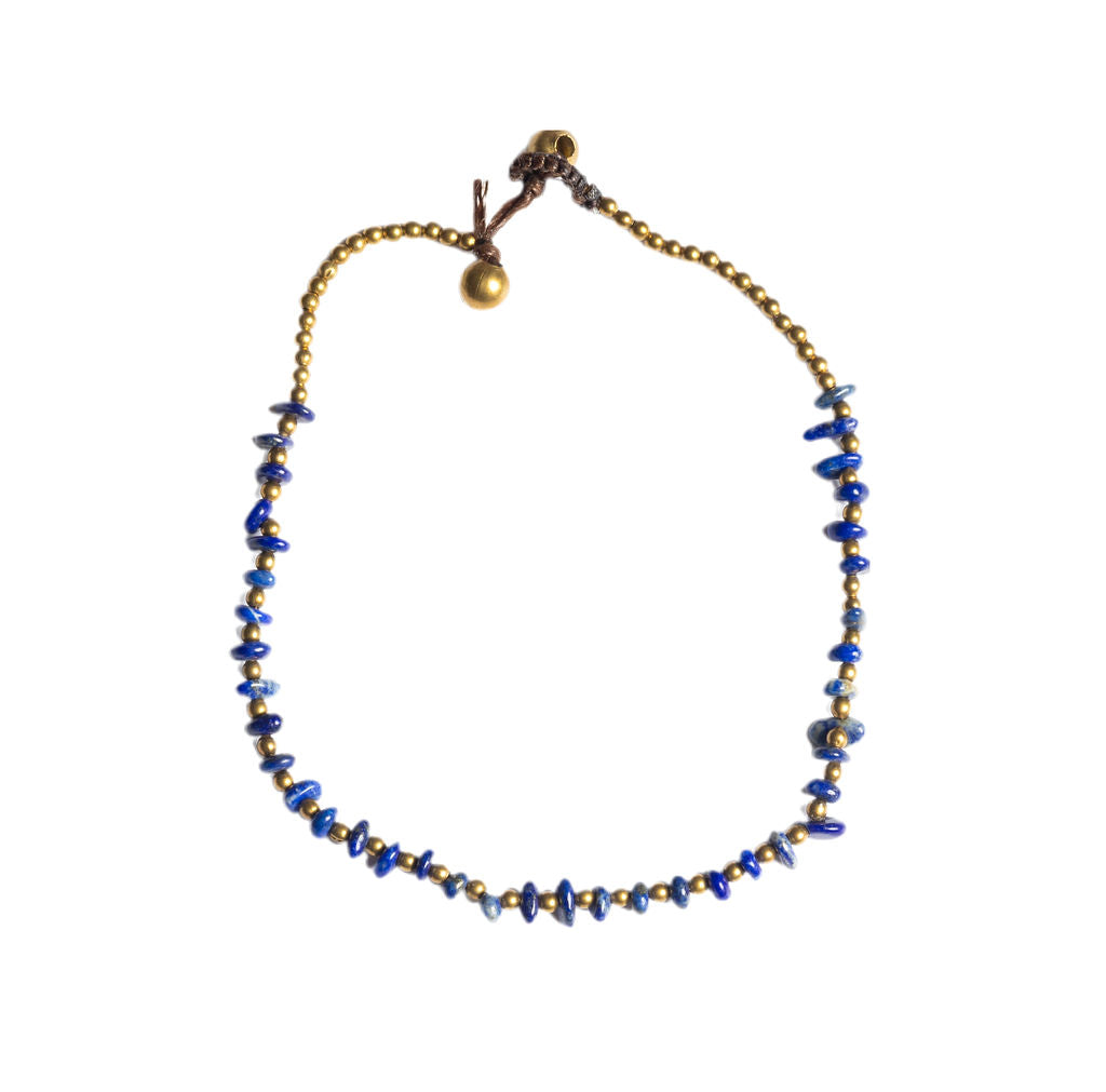 Lapis Crystal Healing Anklet - Organic