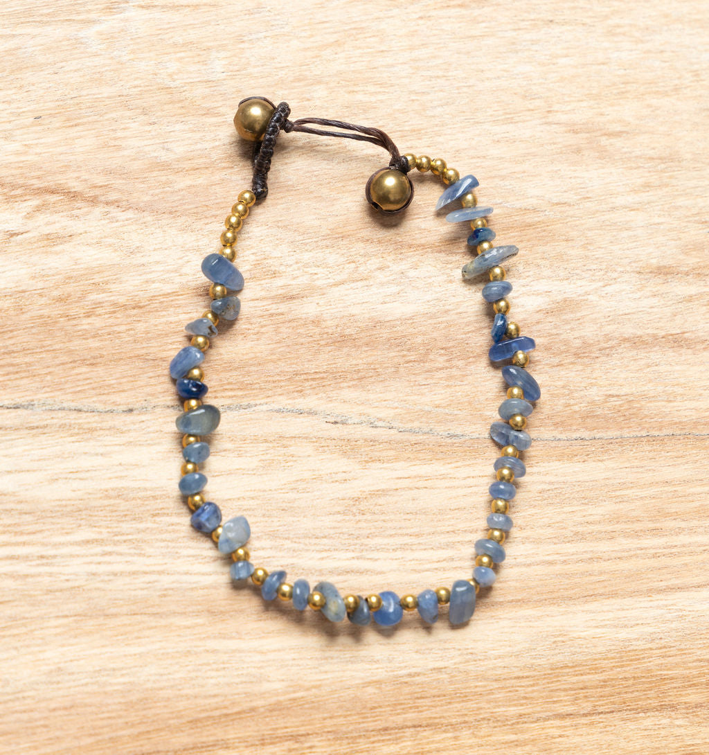 Blue Agate Crystal Healing Anklet - Organic