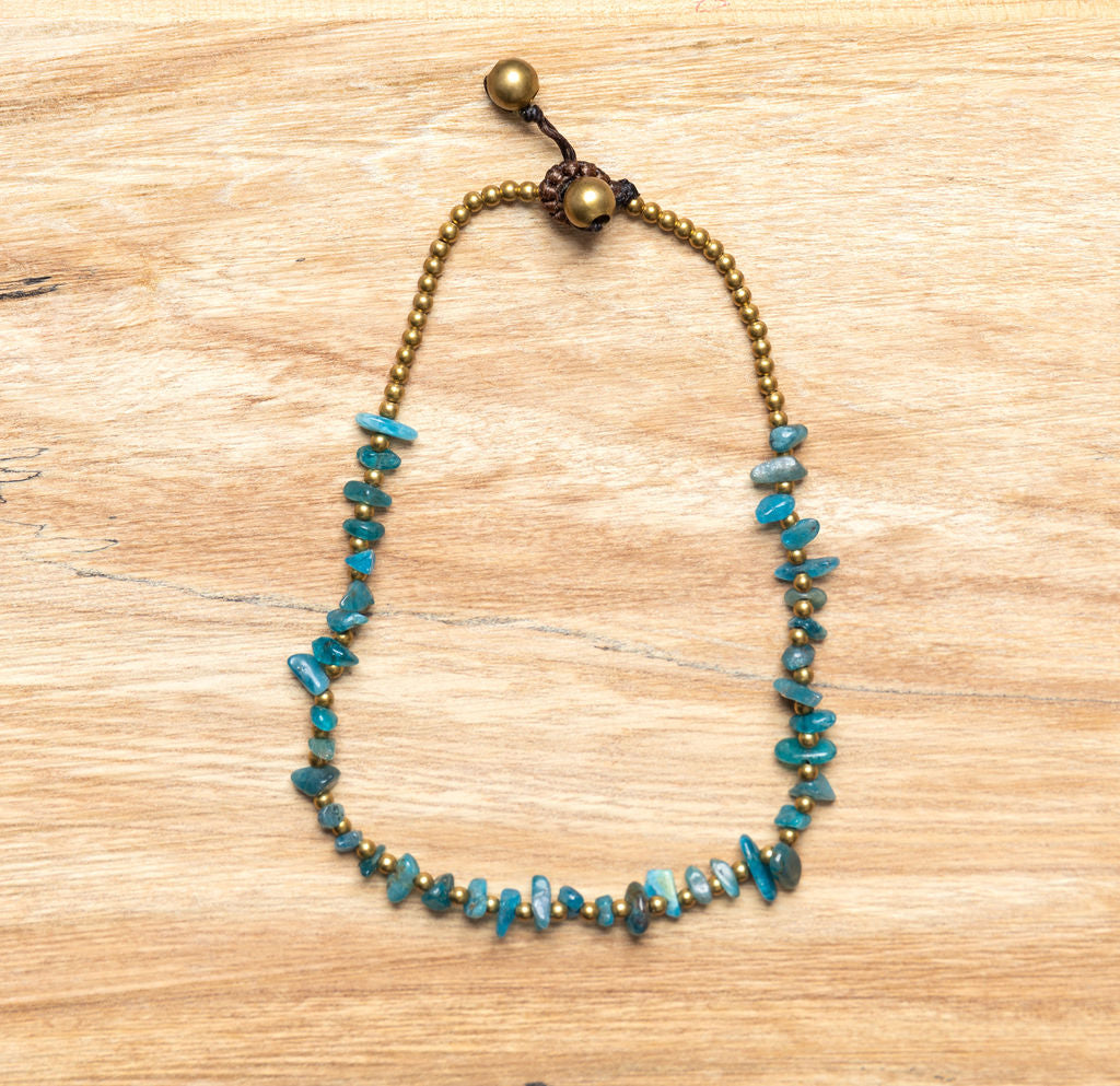 Blue Apatite Crystal Healing Anklet - Organic