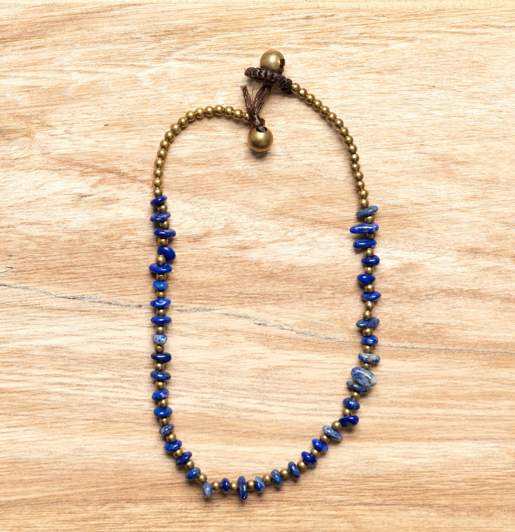 Lapis Crystal Healing Anklet - Organic