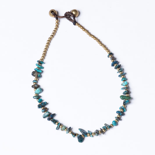 Chrysocolla Crystal Healing Anklet - Organic