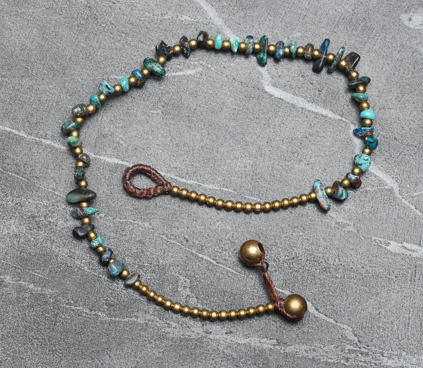 Chrysocolla Crystal Healing Anklet - Organic